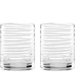 Kate Spade Charlotte St Double Old-Fashioned Glasses- White Swirl Set of 2 New