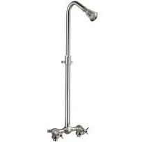 Aolemi Outdoor Shower Fixtures,Outdoor Shower Kit Faucet System 3 Inch Center with Showerhead,2 Handle Exposed Shower with Brass Mix Valve,Pipe Downward,without Soap Dish,Polish Chrome