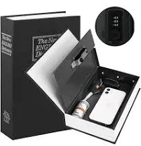 KYODOLED Diversion Book Safe with Combination Lock, Secret Hidden Metal Lock Box,Money Hiding Collection Box,9.5" x 6.2" x 2 .2" Black Large