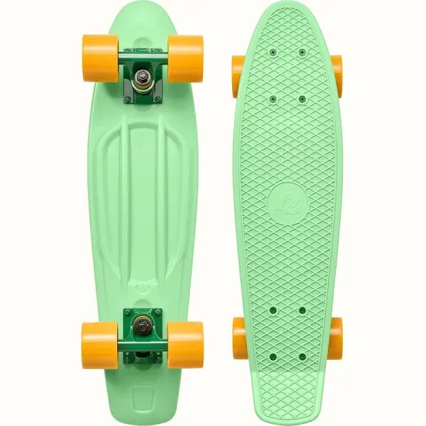 Retrospec Quip Mini Cruiser Skateboard 22.5" Classic Retro Plastic Cruiser Complete Skateboard with ABEC 7 Bearings and PU Wheels Compact Board w/Grippy, Molded Waffle Deck