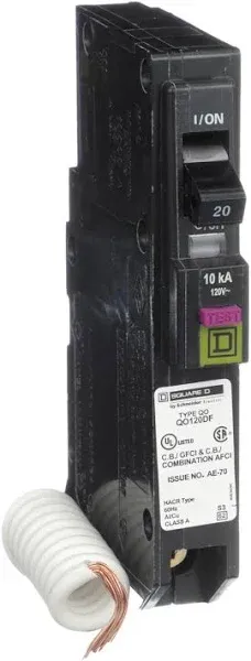 Square D QO120DFC 20 Amp Single-Pole Dual Function Circuit Breaker