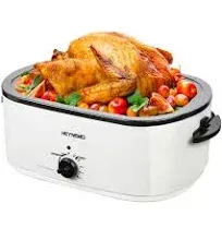 24 Quart Electric Roaster Oven with Visible &amp; Self-Basting Lid, Black