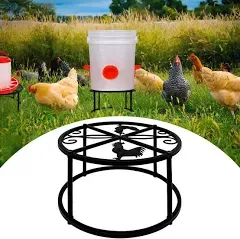 CCACHE Metal Stand for Chicken Feeder Waterer, Iron Stand Holder with 4 Legs, Round Supports Rack for Buckets Barrels Equipped Installed with Feeder Waterer Port, for Coop Poultry Indoor Outdoor