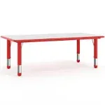 23.625''W x 47.25''L Height Adjustable Rectangular Plastic Activity Table with Top Flash Furniture Red