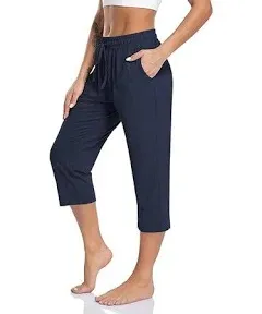 SOMER Yoga Pants with Pockets for Women Capri Flared Pants High Waist Drawstring Workout Pants Casual Work Pants Flare Leggings for Summer