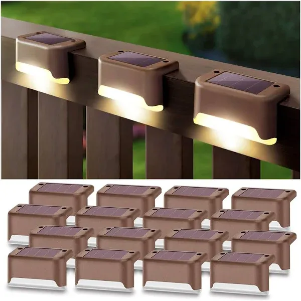 DenicMic 16 Pack Fence Solar Lights for Patio Stairs Step and