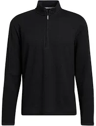 ADIDAS Men&#x27;s 3 Stripe 1/4 Zip Pullover Golf Sweater Black Melange XL