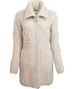 Aran Crafts Double Collar Sweater Coat - L