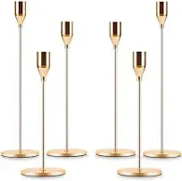 Gold Taper Candle Holder Set of 6 Brass Gold Tall Candlestick Holders