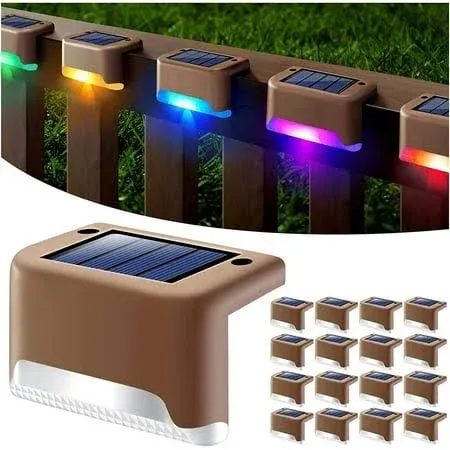 DenicMic 16 Pack Fence Solar Lights for Patio Stairs Step and