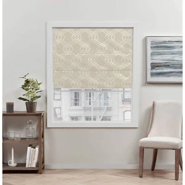 Exclusive Home Prague Trellis 100% Blackout Polyester Roman Shade, 31&#034;x64&#034;, N...