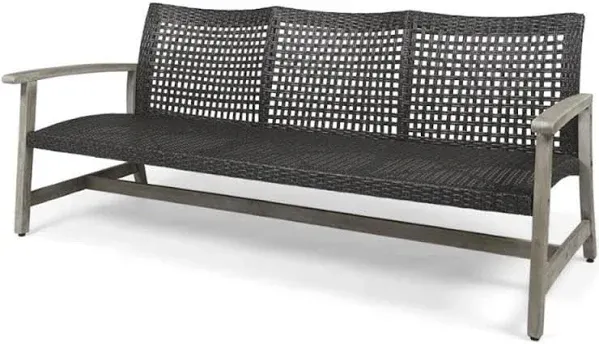 GDFSTUDIO Outdoor Wood Sofa Wicker