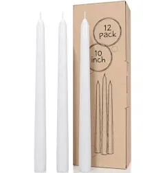 CANDWAX 10 inch Taper Candles Set of 12 - Dripless Taper Candles and Unscente...