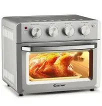 Dehydrate Convection Air Fryer Toaster Oven with 5 Accessories - Color: Silver