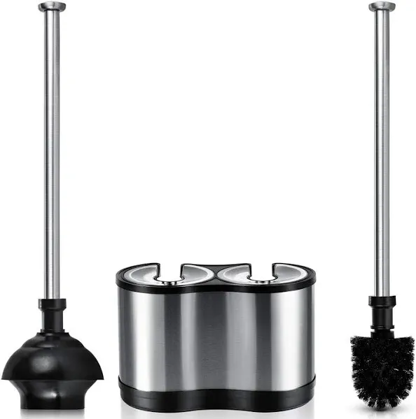 New! ToiletTree Products Stainless Steel Bathroom, Toilet Bowl Brush Plunger Set