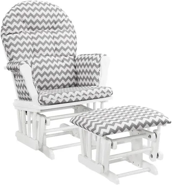 Windsor Glider and Ottoman Angel Line Upholstery: Gray, Color: Natural