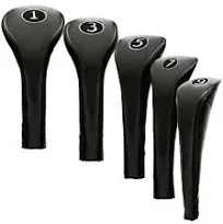 New Black Zipper Driver 1 3 5 7 Leatherette Fairway Golf Club Covers