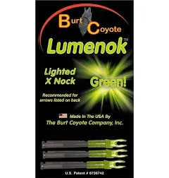 Burt Coyote Lumenok Lighted X Nocks: 3pk: Orange X3: Fits .204 ID