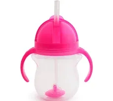 Munchkin Weighted Straw Sippy Cups for Toddlers 7oz, Leak Proof, Freezer/Dishwasher Safe, Easy to Hold - Great toddler cups with straws, Supports Straw-use Education, Straw Cups (Pink)