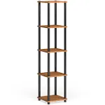 Furinno Turn-N-Tube 5-Tier Corner Square Rack Display Shelf, Light Cherry/Black