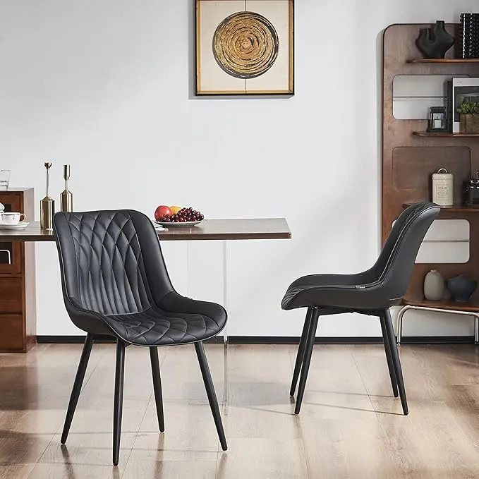 YOUNIKE Dining Chairs Set of 2 with High Backs Mid Century Modern Kitchen Dining Room Chairs PU Faux Leather Upholstered