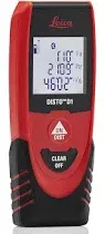 Leica DISTO D1 130ft Laser Distance Measure with Bluetooth 4.0, Black/Red