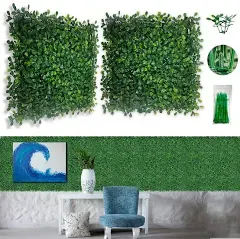 Shop Bybeton Artificial Grass Wall Panels,10x 10(8Pcs) Boxwood Privacy Faux Green Wall Plants for Interior Wall, Backdrop Wall,Garden Wall and Indoor