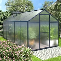 Veikous Aluminum Walk-In Garden Greenhouse Kit and Lockable Door