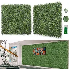 Bybeton Artificial Boxwood Grass Wall Panels,6 Pack 20"x 20" UV-Anti Grass Backdrop& Greenery Wall Panels for Indoor Outdoor Privacy Protected and Garden, Balcony,Privacy Fence Screen Décor