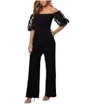 Xscape Womens Applique Off-The-Shoulder Jumpsuit Black 16