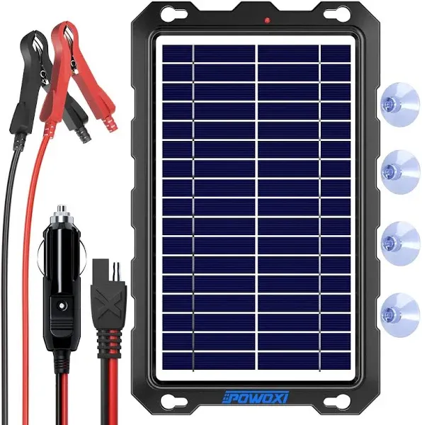 POWOXI Upgraded 7.5W Solar Battery Trickle Charger Maintainer