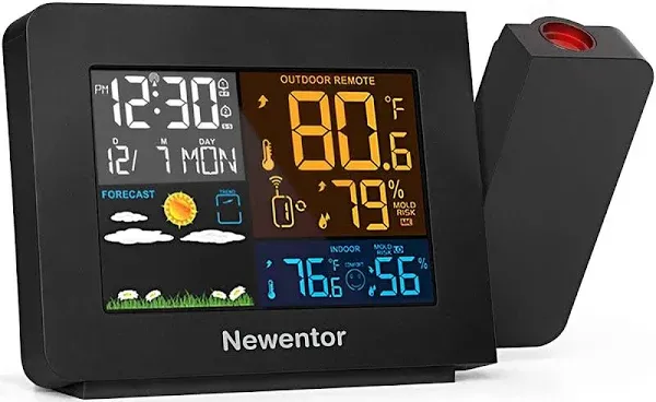 Atomic Projection Alarm Clock with Weather for Bedrooms Projector Clocks