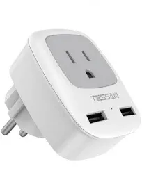 Type E/F Germany European Adapter 2 Pack, TESSAN Schuko France Travel Power P...