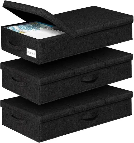 Under The Bed Storage Containers 3 Pack, 6 Inch Tall Stackable Underbed Stora...