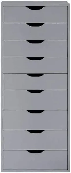 HOMESTOCK Office Lateral File Cabinet 9-Drawers 18.9&#034;W x 45.67&#034;H Gray Rolling