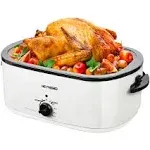 casacrafthub 26 Quart Electric Roaster Oven with Visible & Self-Basting Lid, Large Turkey Defrost Warm Function, Adjustable Temperature, Removable Pan Rack,