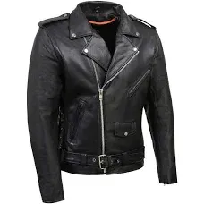 Milwaukee Leather SH1011 Black Classic Brando Motorcycle Jacket for