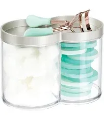 mDesign Clear/Satin Stacking Bathroom Vanity Storage Canister Jar