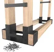 Firewood Rack Outdoor Indoor Firewood Rack Brackets Kit Adjustable to Any Len...