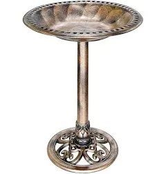 28 Inch Height Polyresin Lightweight Antique Outdoor Garden Bird Bath Green