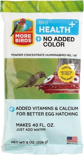 More Birds 8 oz Health Plus Hummingbird Nectar Powder Concentrate Clear