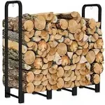 Black Outdoor Heavy Duty Metal Firewood Log Rack Wood Storage Holder 4 Feet 