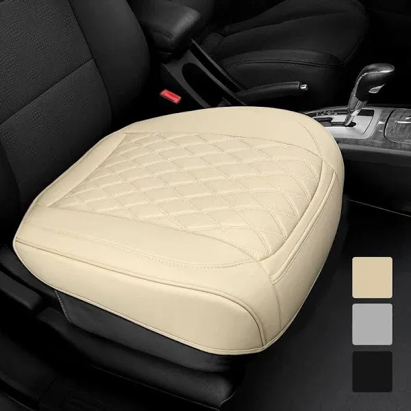 1 Pack Leather Front Car Seat Cover Bottom Car Seat, Anti-Slip and 1pcs beige