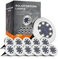 INCX Solar Ground Lights, 12 Packs 8 LED Solar Garden Lamp Waterproof In-Ground Outdoor Landscape Lighting for Patio Pathway