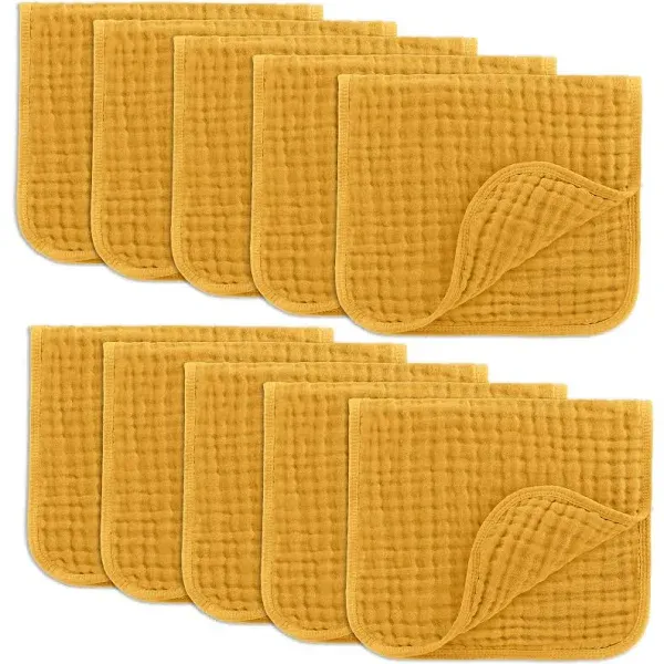 Baby Washcloths, Muslin Cotton Baby Towels 10 Pack -Large 10”x10” Wash Cloths Soft on Sensitive Skin, Absorbent for Boys & Girls, Newborn Baby & Toddlers Bibs & Burp Cloths Essentials Set, Blush