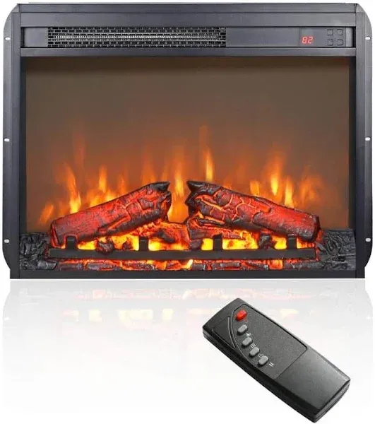 23" Electric Fireplace Insert, TV Stand Cabinet Recessed Fireplace Heater with Remote & Panel Control, 4 Flame Brightness, 8H Timer, Overheating Protection, 1400W Faux Fireplace for Home (23 inch)