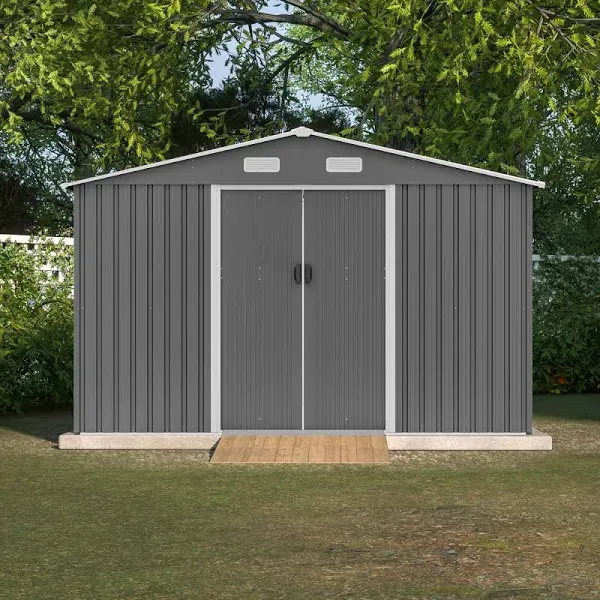 GLANZEND 10x8 ft Metal Outdoor Storage Shed