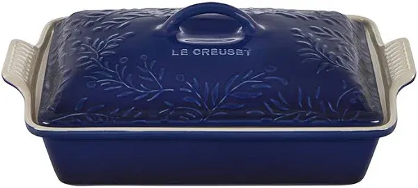 Le Creuset Olive Branch Collection Heritage Rectangular Casserole | Stoneware Indigo, 4 qt.