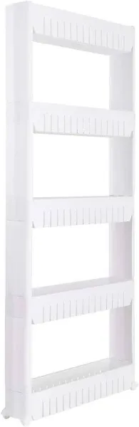 Simplify 5 Tier Slim Slide Out Storage Cart in White - White