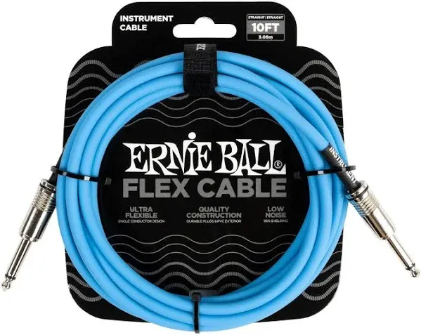 Ernie Ball Flex Instrument Cable Straight / Straight - 10 foot - Blue